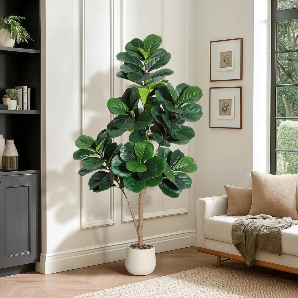 Lifelike Artificial Fiddle Lea - Ficus Lyrata Tree 评论和价格