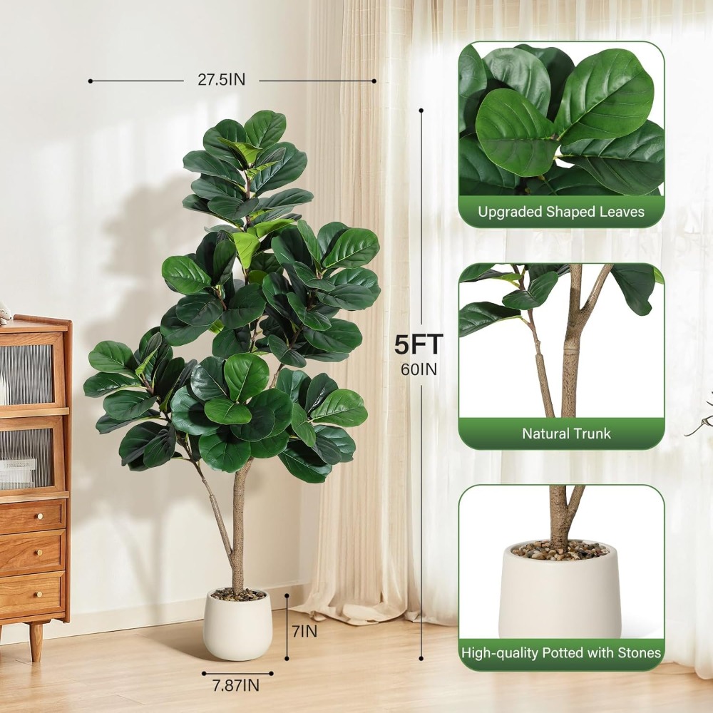 Lifelike Artificial Fiddle Lea - Ficus Lyrata Tree 评论和价格