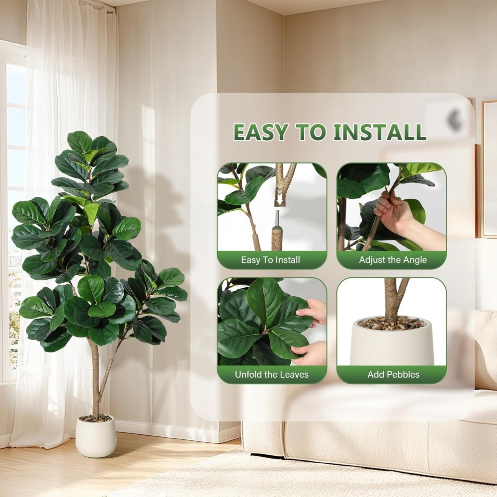 Lifelike Artificial Fiddle Lea - Ficus Lyrata Tree 评论和价格