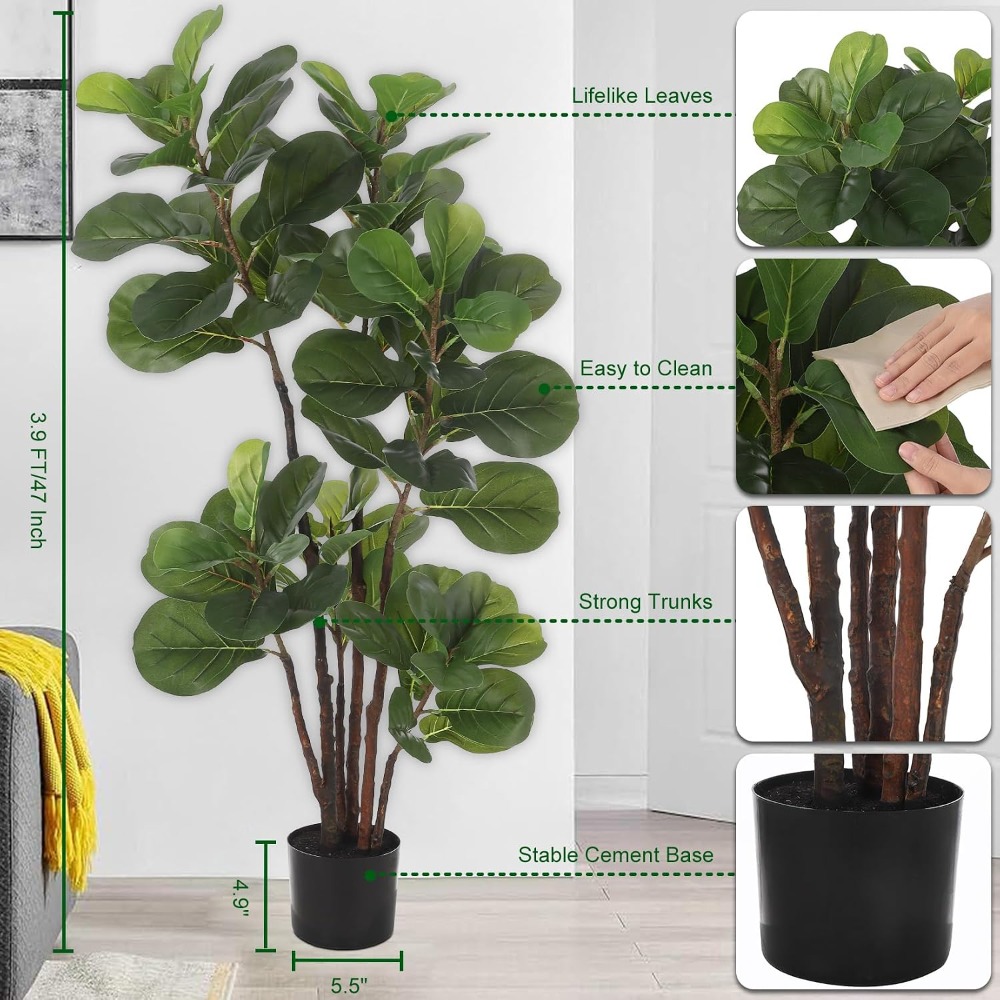 4ft Artificial Fiddle Leaf Fig - Ficus Lyrata Tree 评论和价格