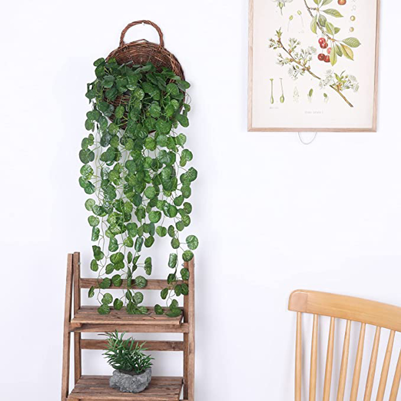Artificial Basket Rattan Hangi - Pilea Peperomioides 评论和价格