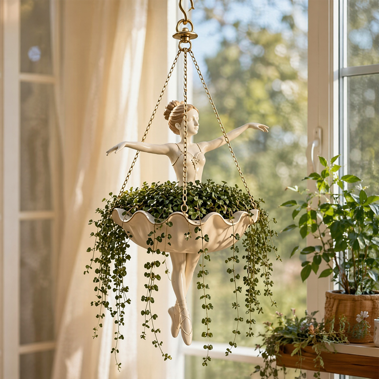 Ballet Dancer Resin Flower Hol - Spider Plant Hanging 评论和价格