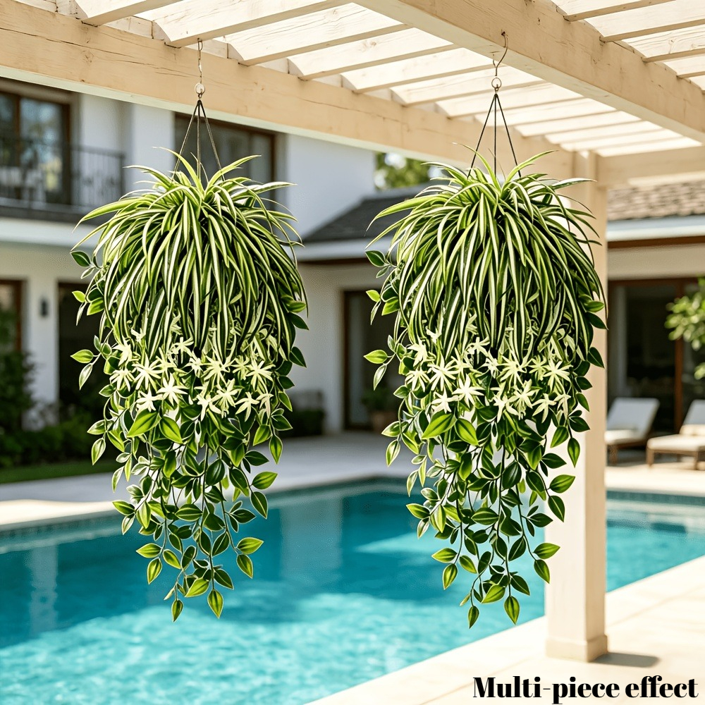 4pc Faux Spider Plant Hanging  - Spider Plant Hanging 评论和价格