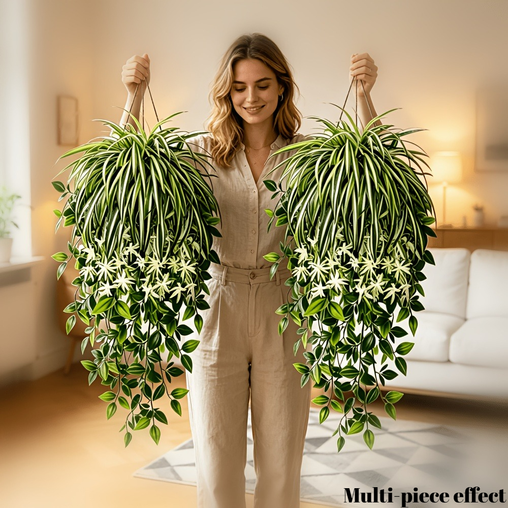 4pc Faux Spider Plant Hanging  - Spider Plant Hanging 评论和价格