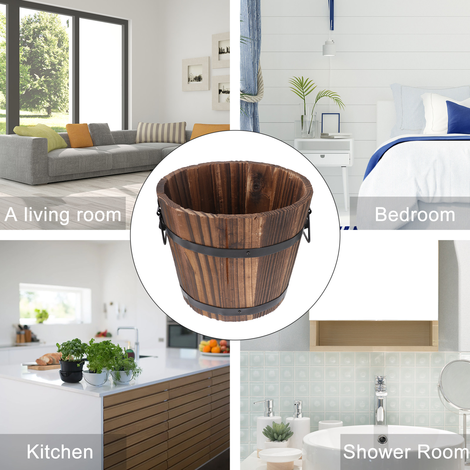 Wooden Round Barrel Planter La - Aloe Vera Pot 评论和价格
