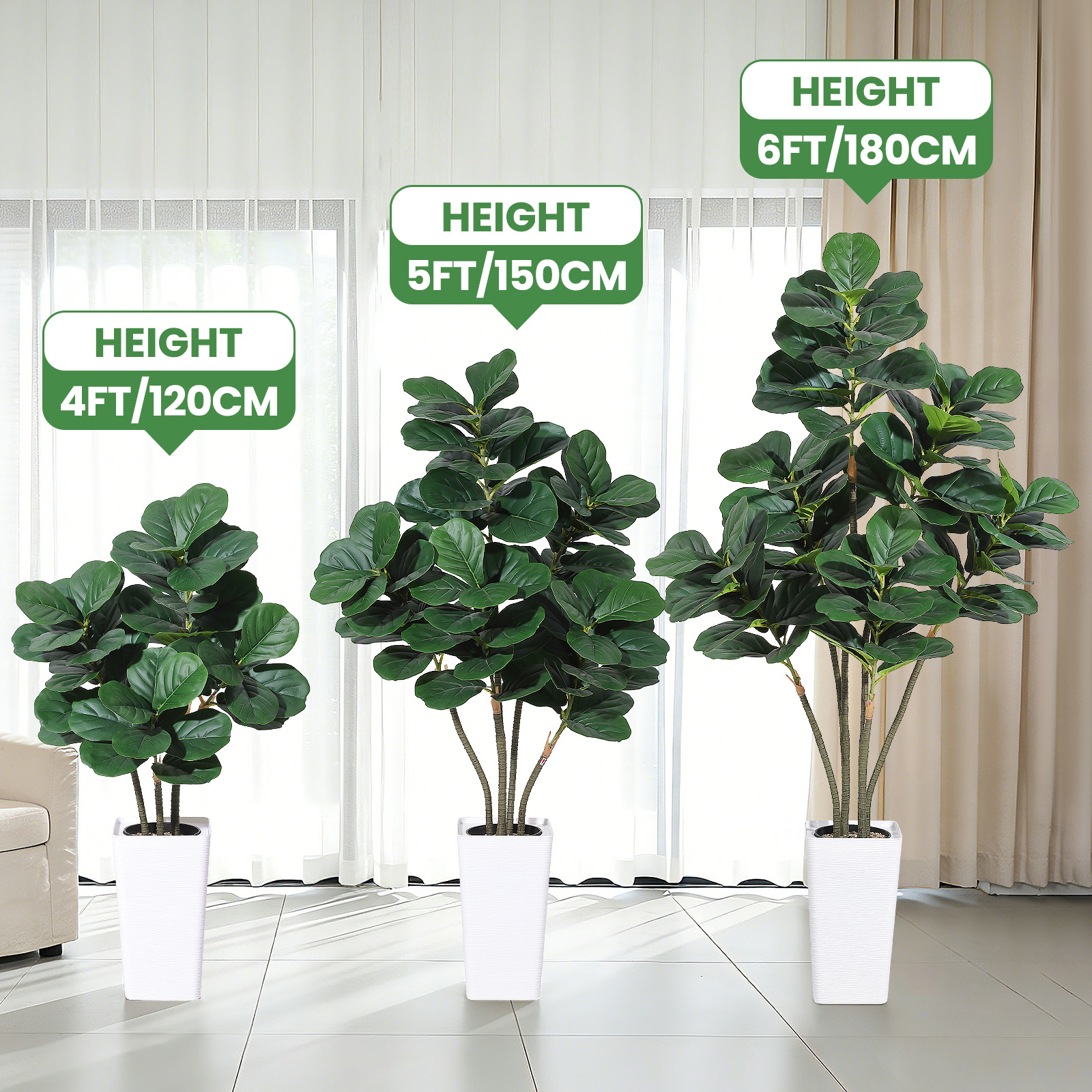 Artificial Fiddle Leaf Tree,Fa - Ficus Lyrata Tree 评论和价格