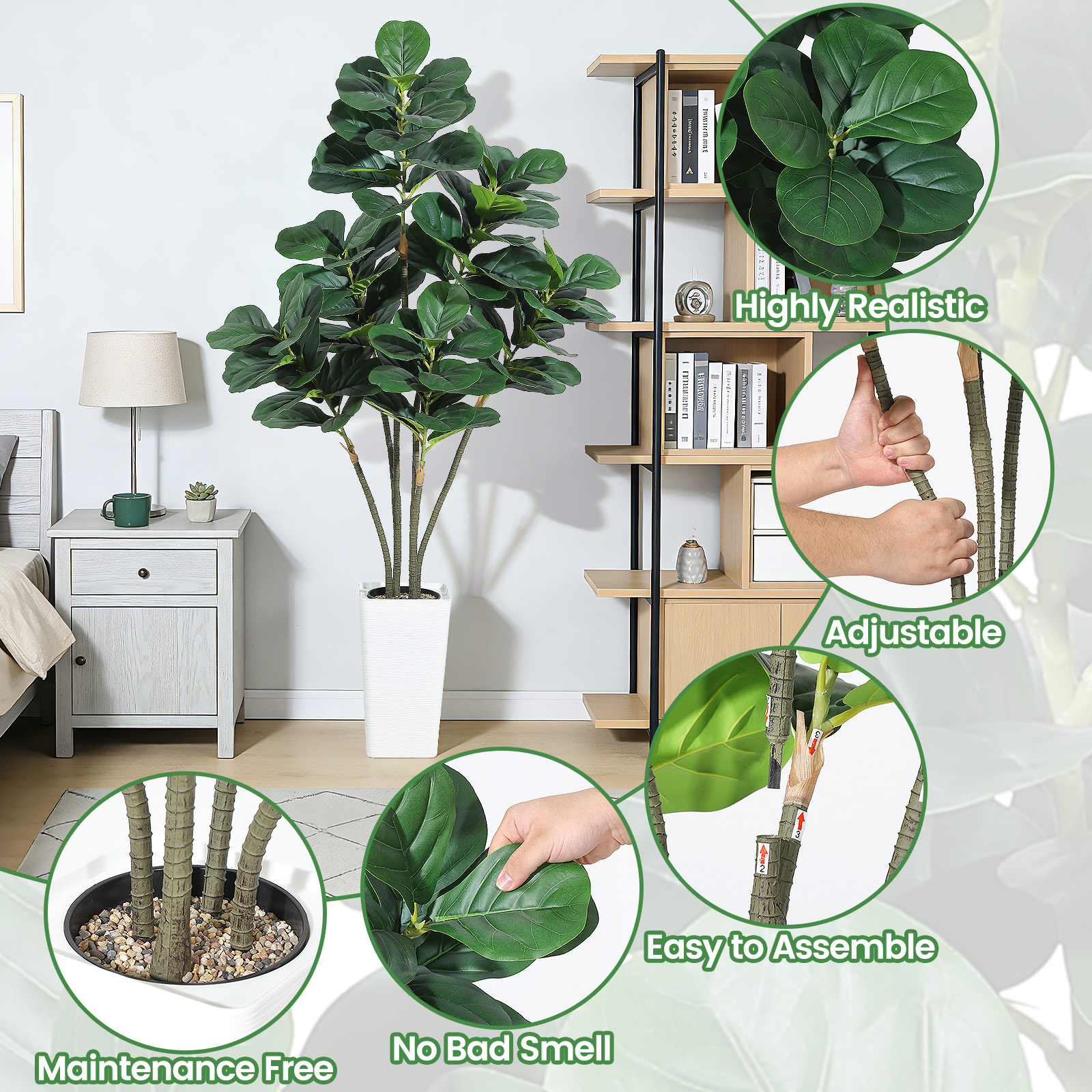 Artificial Fiddle Leaf Tree,Fa - Ficus Lyrata Tree 评论和价格